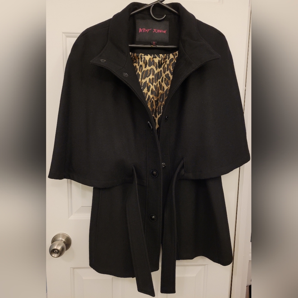Betsey Johnson Black Cape Pea Coat